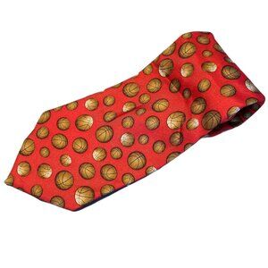 Utopia Silk Tie Basketball Print Red Mens Novelty Necktie Business Career